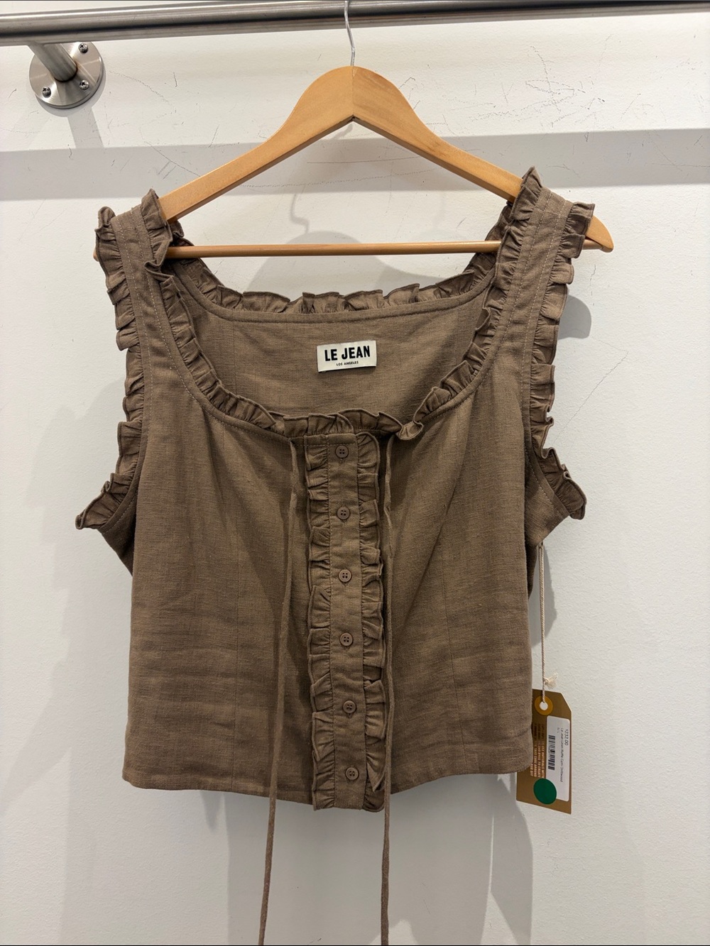 Le Jean Women’s Linen Ruffle Camisole - Driftwood